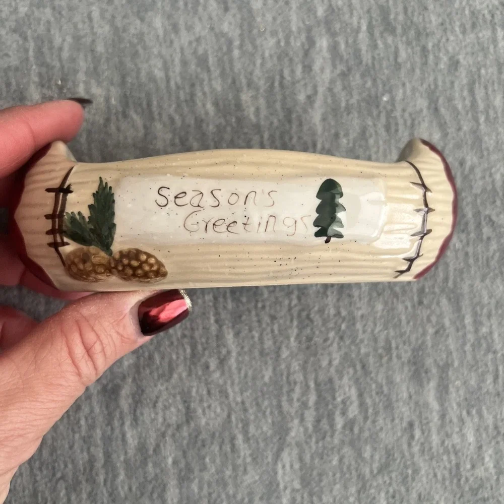 St. Nicholas Square Heartland Salt‎ & Pepper Set Bear Reindeer Rustic Ceramic